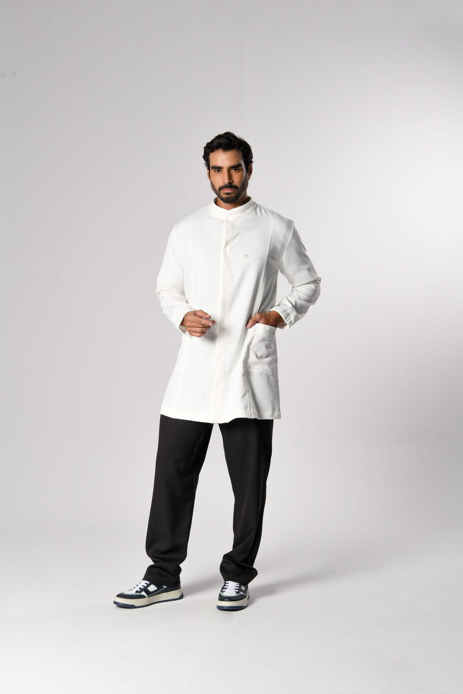 Jaleco Basic Masculino Off White, frente