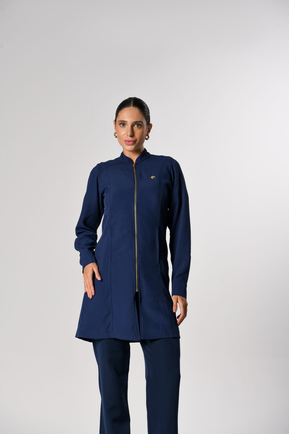 Jaleco Luiza Feminino Marinho, frente