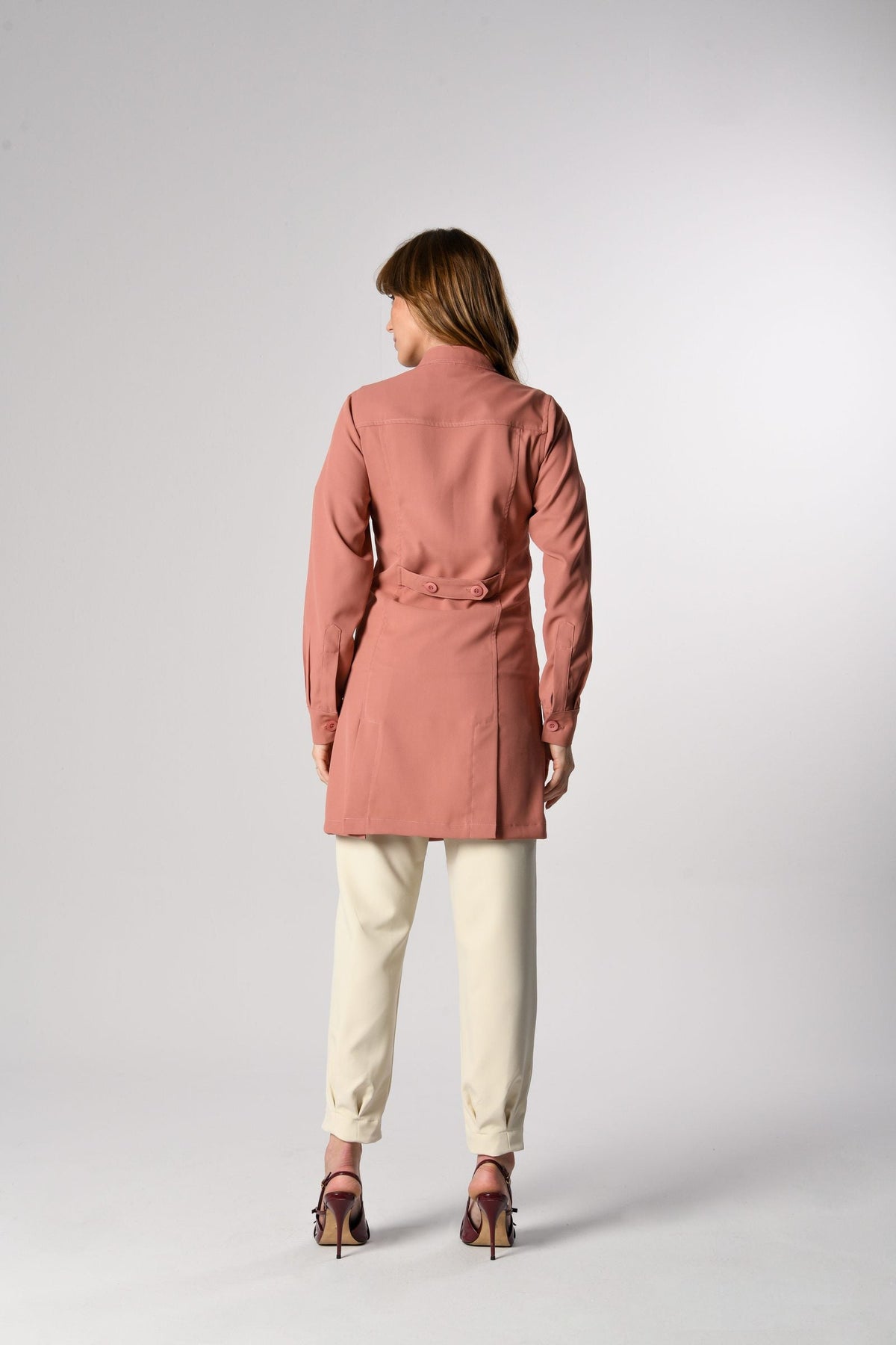 Jaleco Luiza Feminino Rose, costas