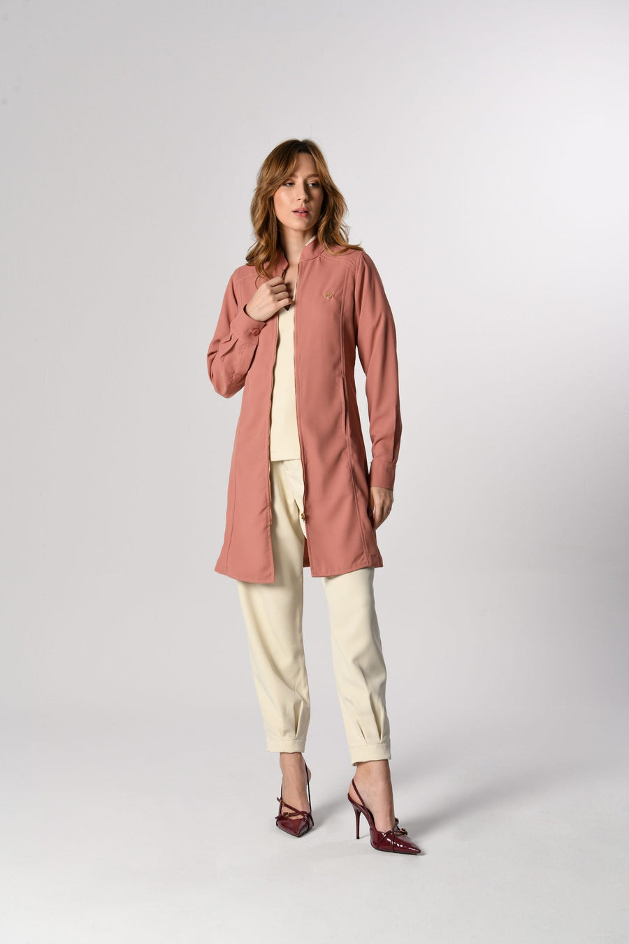 Jaleco Luiza Feminino Rose, frente