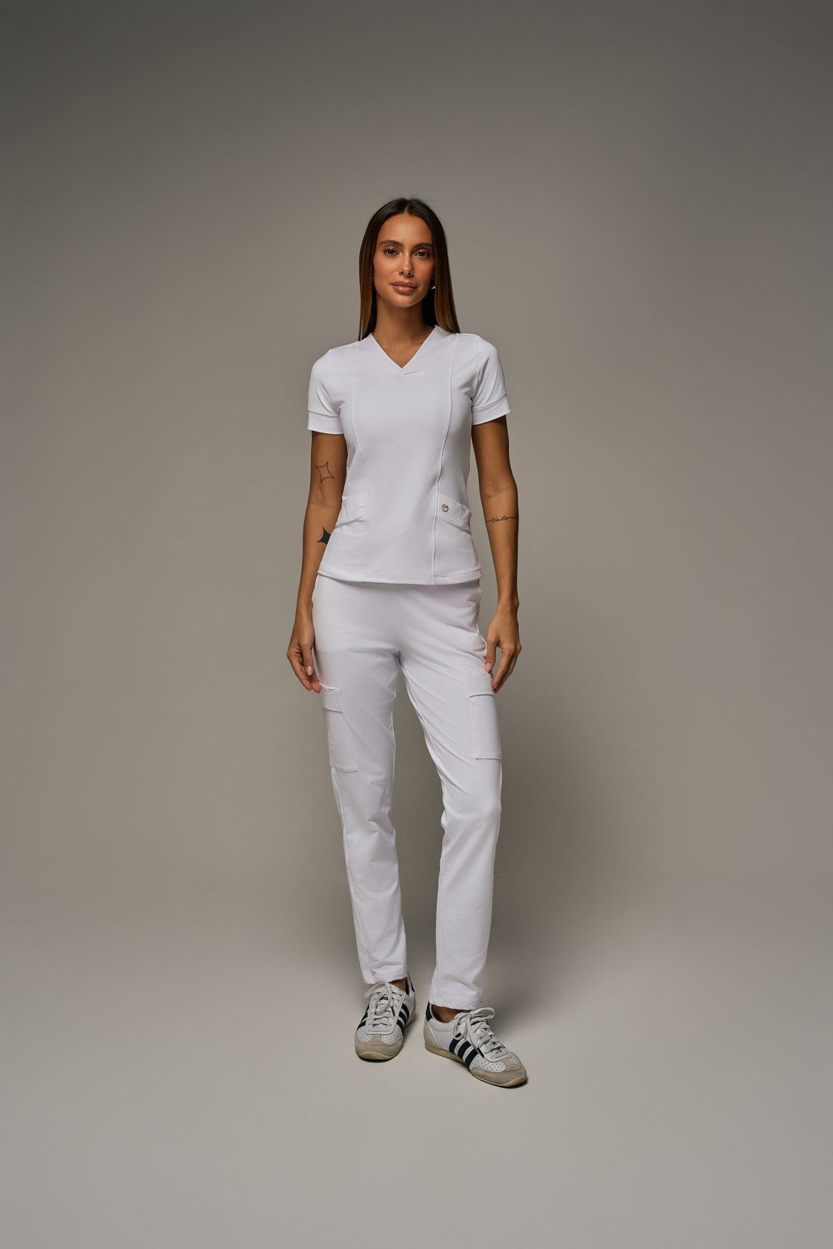 Scrub Flow Feminino Branco, frente