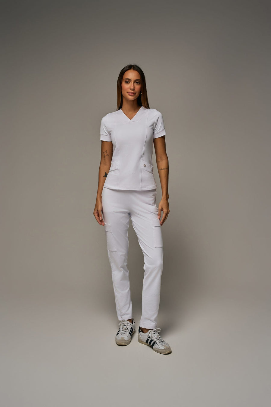 Scrub Flow Feminino Branco, frente