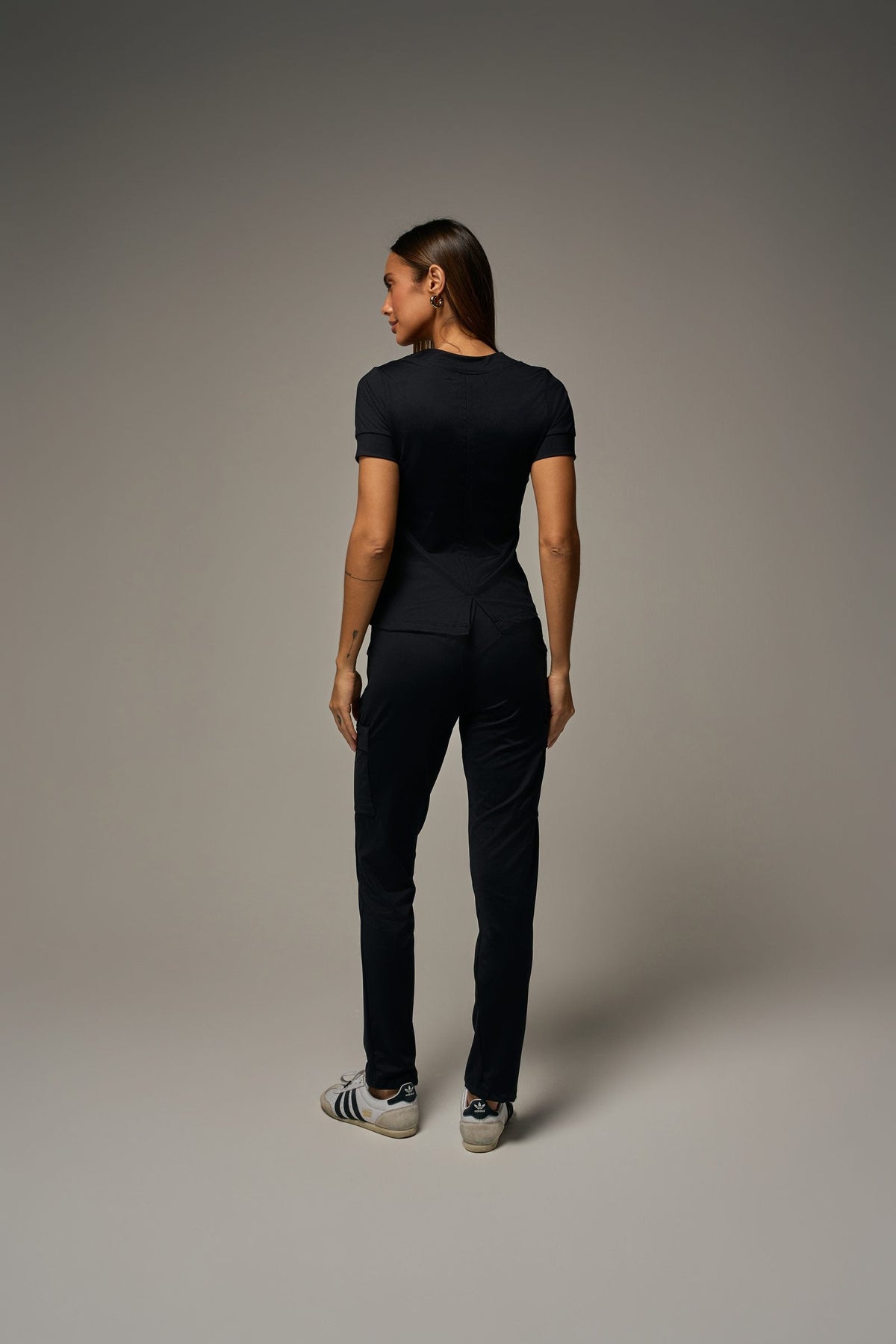 Scrub Flow Feminino Preto, costas